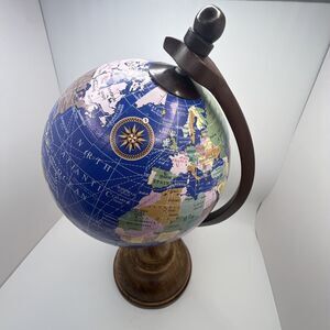 Small World Globe Wood Base 10”H x 6”W